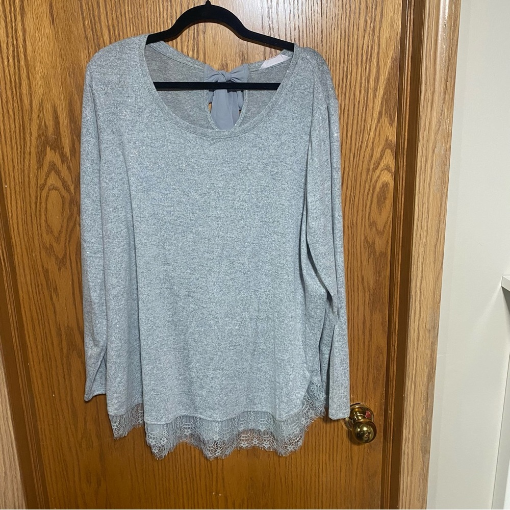 LC Lauren Conrad sparkly tunic top with a tie bow at the back neck